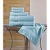 All Design Blue Bath Towels Set Quick-Dry, Soft, High Absorbent 100% Cotton Towels for Bathroom Guests Pool Gym Camp Travel College Dorm (6 Piece Towel Set, Blue)