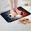 Erosebridal Sports Bathroom Rugs Boys 20"x32",Baseball Soccer Bath Mat Kids Teens Basketball Football Non Slip Bath Rugs Ball Games Bath Decor Fluffy Soft Plush,Fire Ice Trippy Lightening Decor Luxury